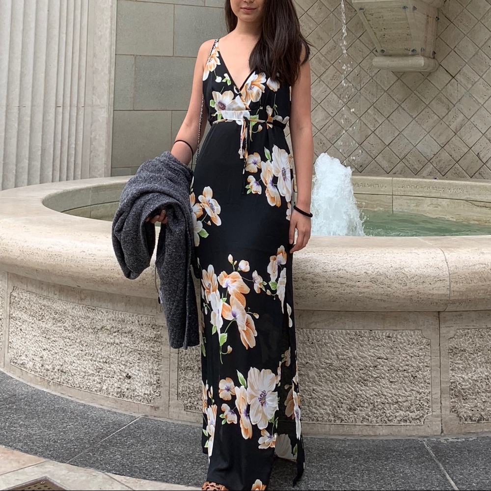 LF black floral maxi dress
